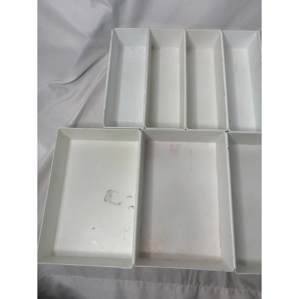 Vtg Rubbermaid Drawer Organizers Lot Of 11 White Interlocking 2910 2915 2916